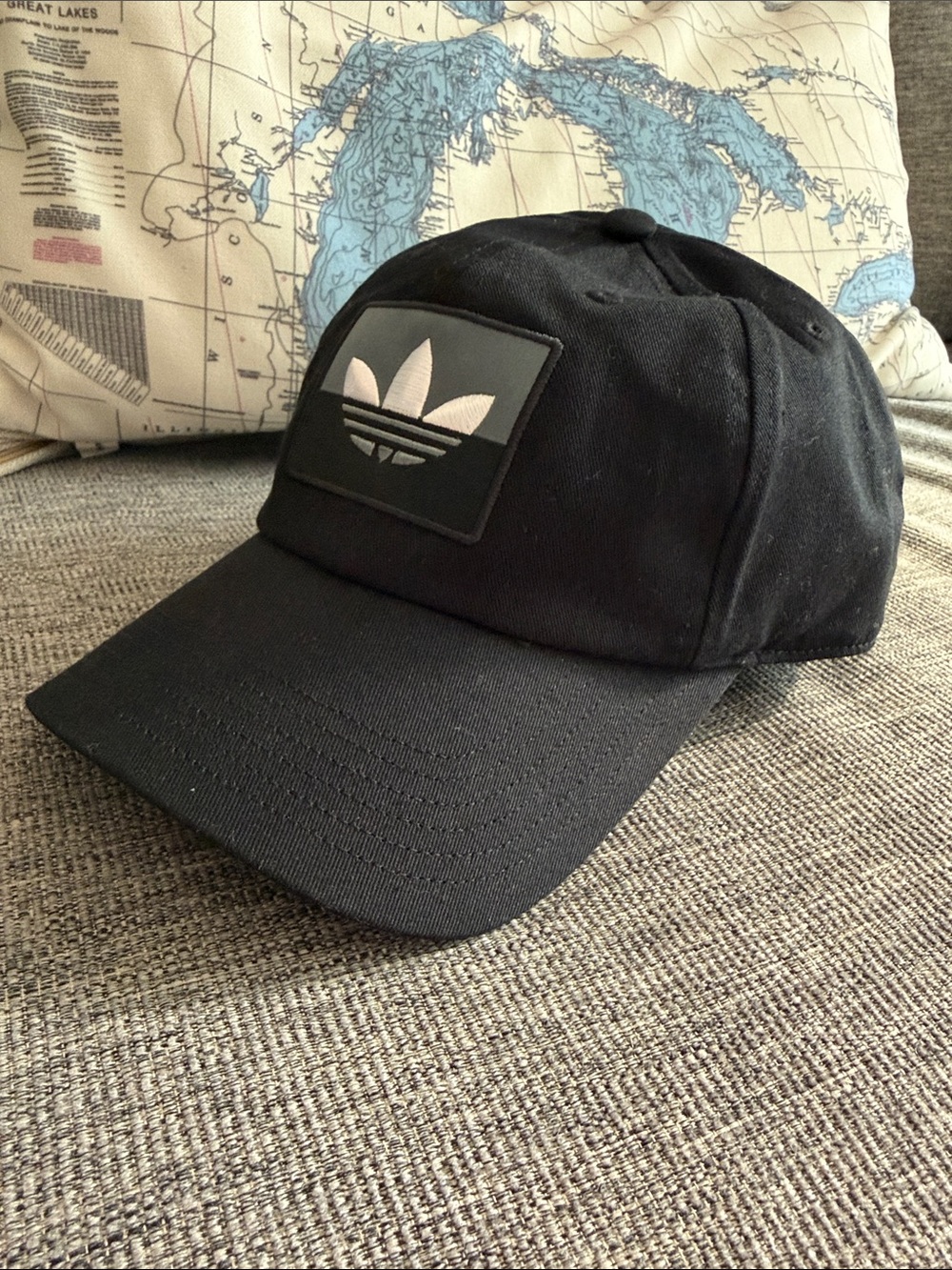 Adidas Black Baseball Cap with White Trefoil Patch